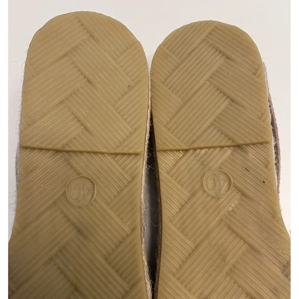 New FABIOLAS Sz 9 40 Espadrilles Suede Embroidered Flats Beige Tan Anthropologie